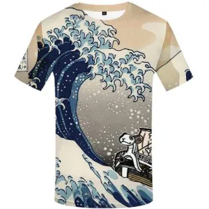 Wave T shirts Men Art Tshirts Cool Pirate Tshirts Novelty Cartoon T shirts Funny Animal Tshirt Printed Short Sleeve Fashion