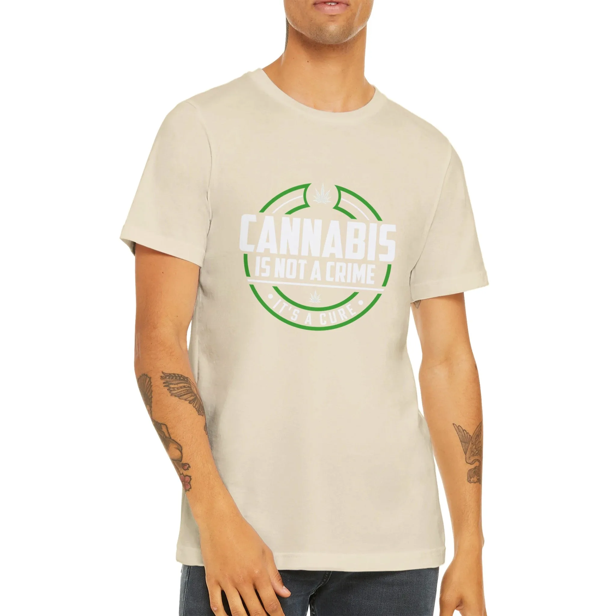 Weed T-shirt - Cannabis is Not a Crime Its a Cure - Premium Unisex Crewneck T-shirt