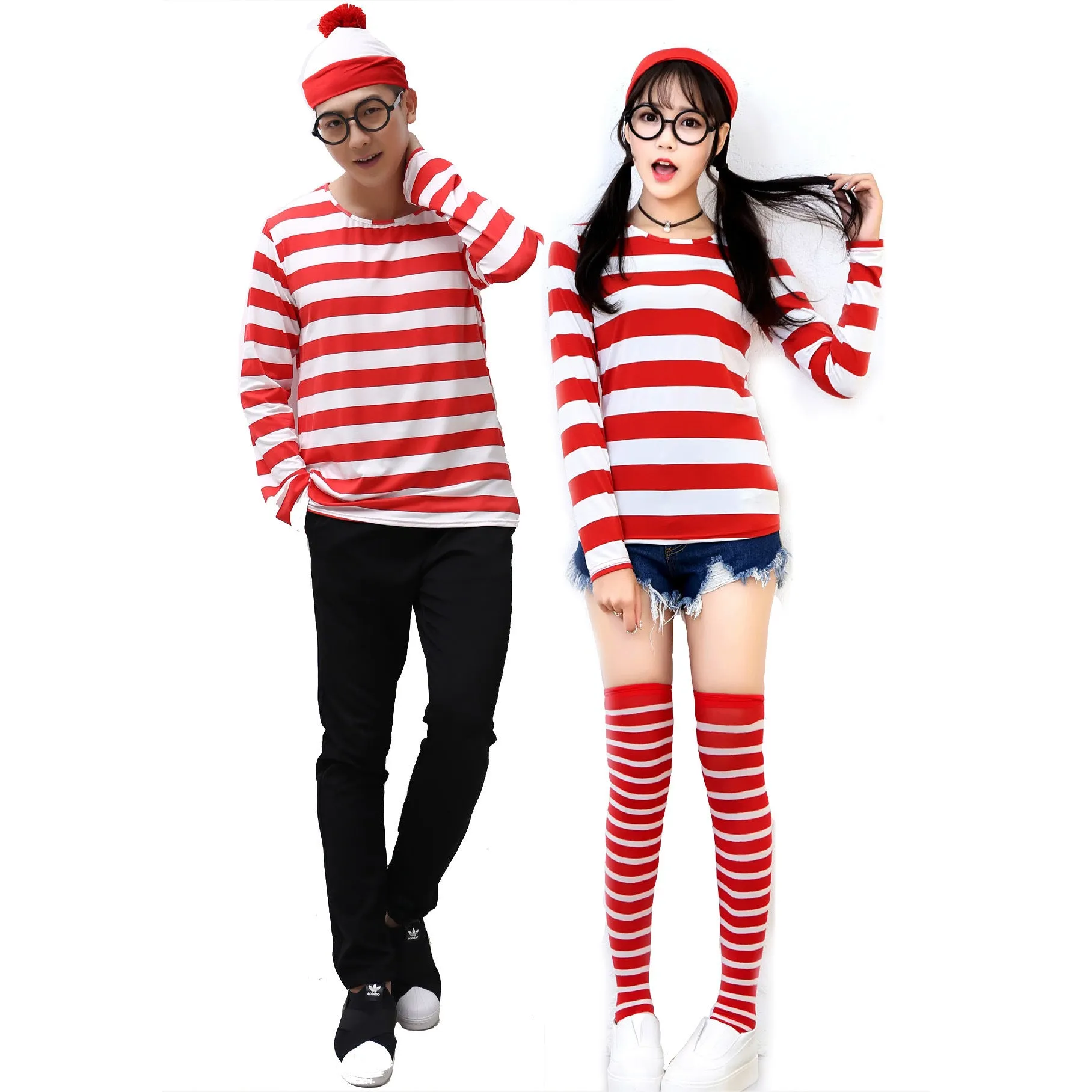 Where's Wally Halloween Christmas Cartoon Characters Cosplay Men's and Women's Clothing