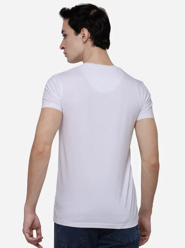 White Slim Fit Solid T-Shirt | JadeBlue