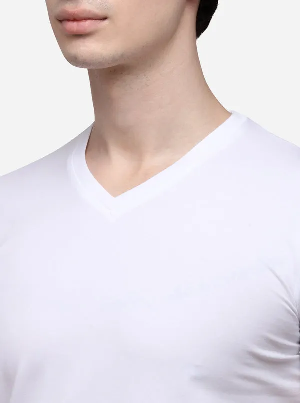 White Slim Fit Solid T-Shirt | JadeBlue