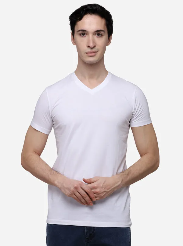 White Slim Fit Solid T-Shirt | JadeBlue