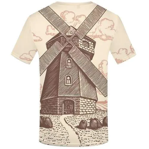 Windmill T shirts Men Netherlands Tshirts Casual Cartoon T-shirts Graphic Novel Tshirts Cool Vintage T shirts Funny Short Sleeve