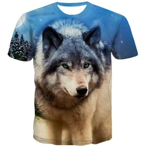 Wolf T-shirt Men Animal Tshirt Printed Funny Shirt Print Harajuku T-shirts Graphic Street Tshirts Casual Short Sleeve Full Print