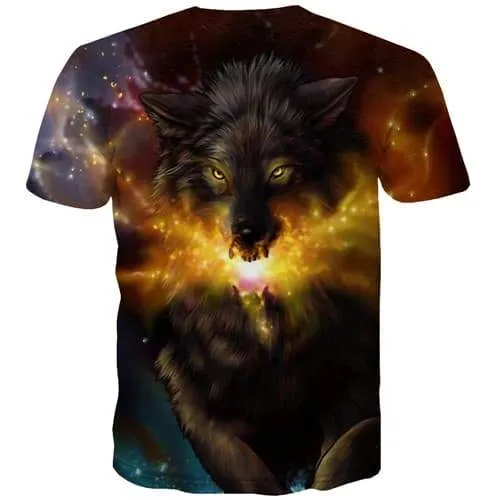 Wolf T-shirt Men Galaxy Space Shirt Print Animal T-shirts 3d Gothic Tshirts Novelty Short Sleeve Full Print Men Digital Style