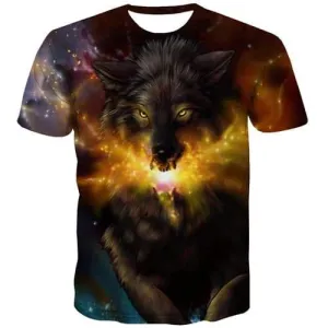 Wolf T-shirt Men Galaxy Space Shirt Print Animal T-shirts 3d Gothic Tshirts Novelty Short Sleeve Full Print Men Digital Style