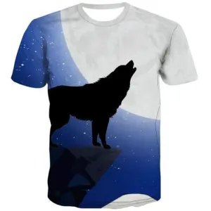 Wolf T shirts Men Animal Tshirts Novelty Moon Tshirt Printed Galaxy Tshirts Cool Street Shirt Print Short Sleeve summer