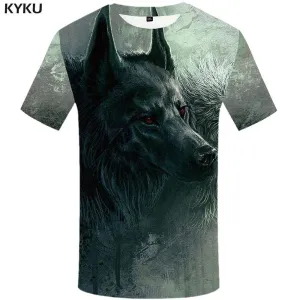 Wolf T-shirts Men Art T shirts Funny Vintage Tshirts Print Animal T-shirt 3d Gray Tshirt Anime Mens Fashion Casual Unisex