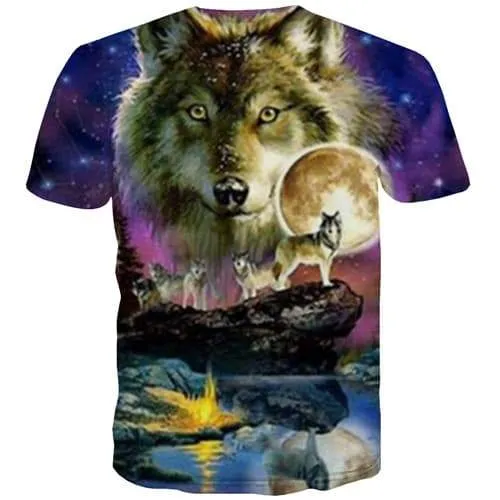 Wolf T shirts Men Galaxy Tshirt Anime Animal Tshirts Cool Love Shirt Print Harajuku T-shirts 3d Short Sleeve Hip hop Unisex New