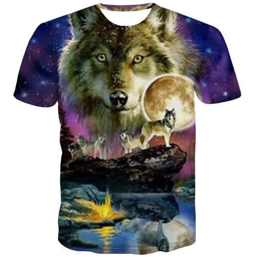 Wolf T shirts Men Galaxy Tshirt Anime Animal Tshirts Cool Love Shirt Print Harajuku T-shirts 3d Short Sleeve Hip hop Unisex New