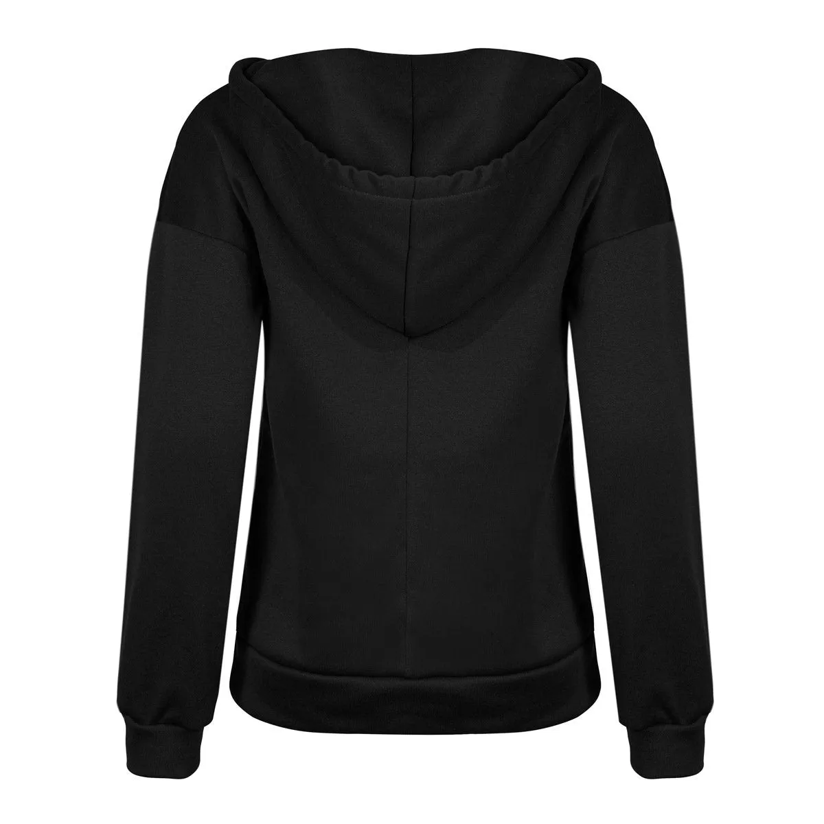 Women solid color button collar hoodie sweatshirt with pocket