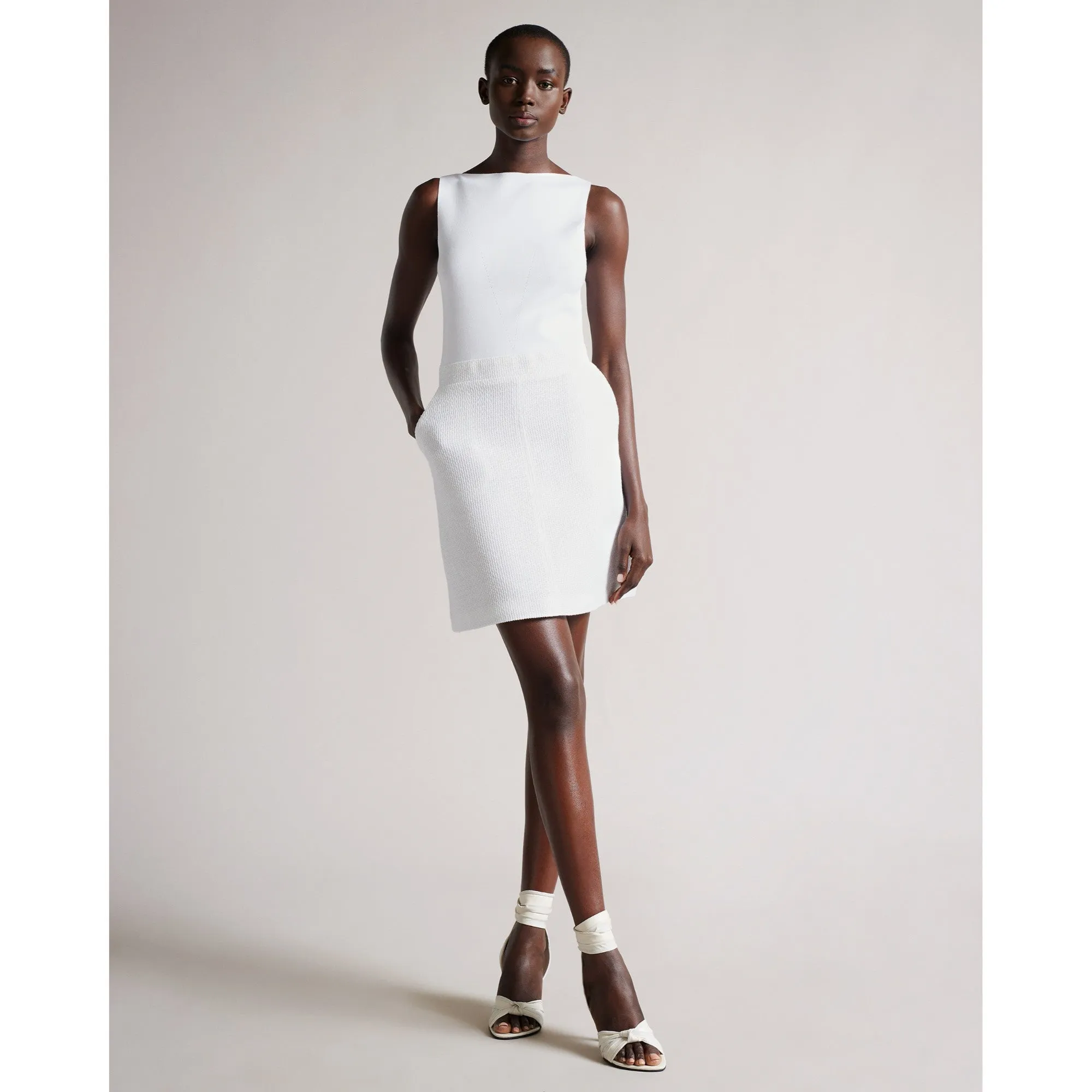 Women Wmd-Anitra-Dress With Knit Bodice And Tulip Skirt - White