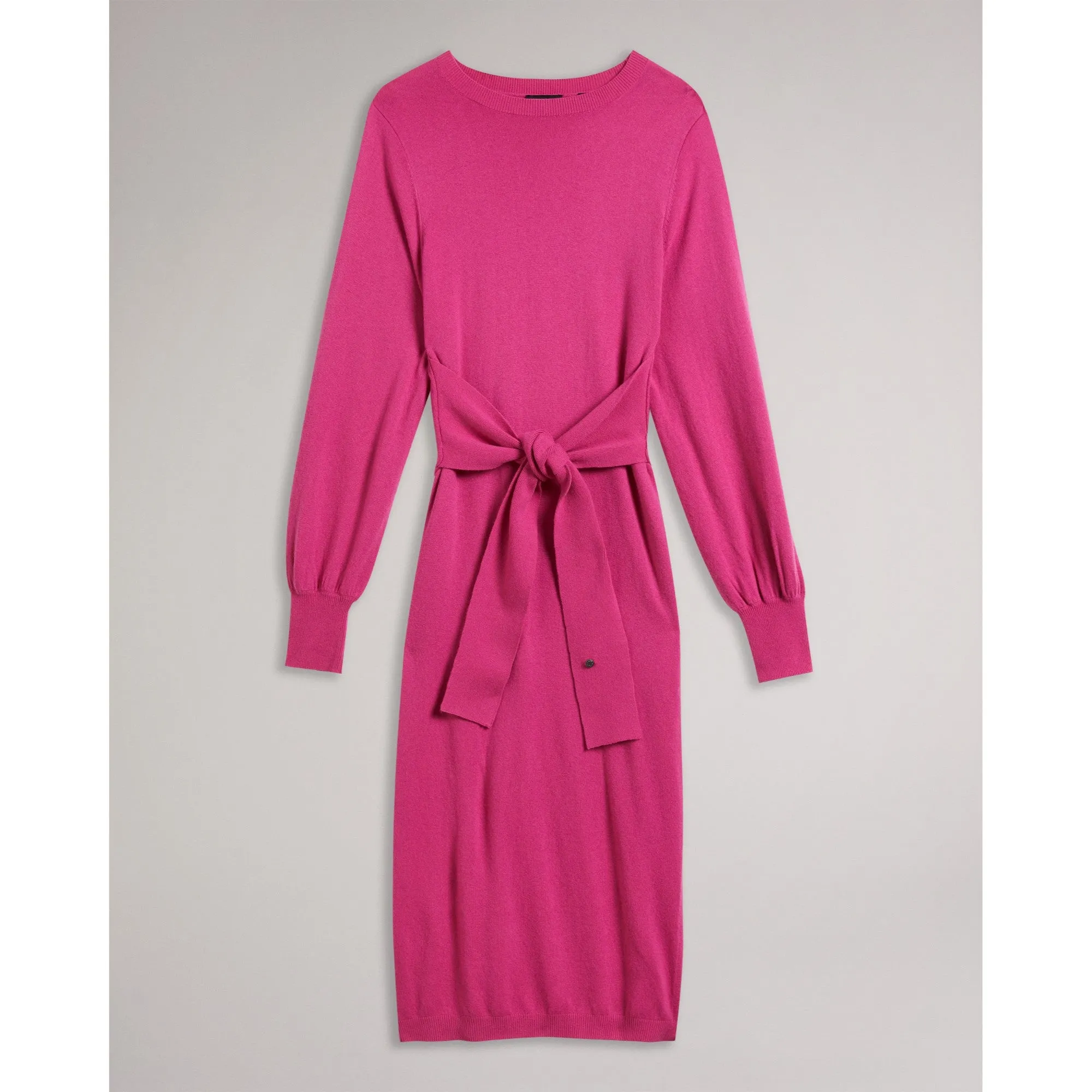 Women Wmd-Essya-Slouchy Tie Front Midi Knit Dress - Brt-Pink