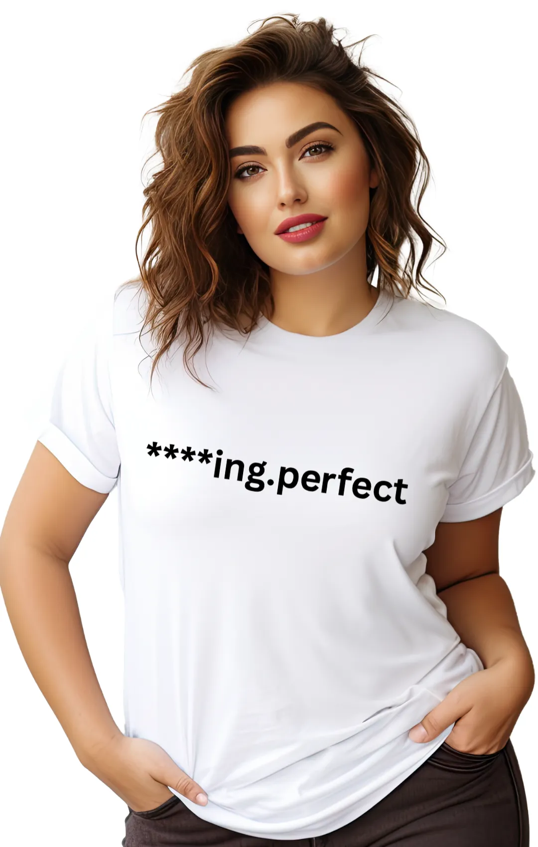 Women's "F***ing Perfect" T-Shirt - White & Tan | Fun Graphic Tee