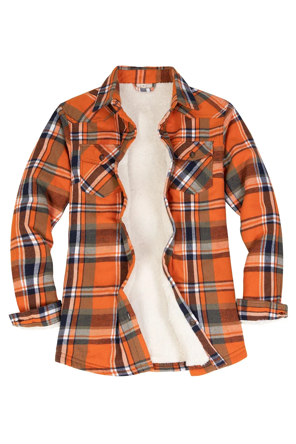 Women's Sherpa Lined Flannel Shirt Jacket,Button Down Flannel Shacket