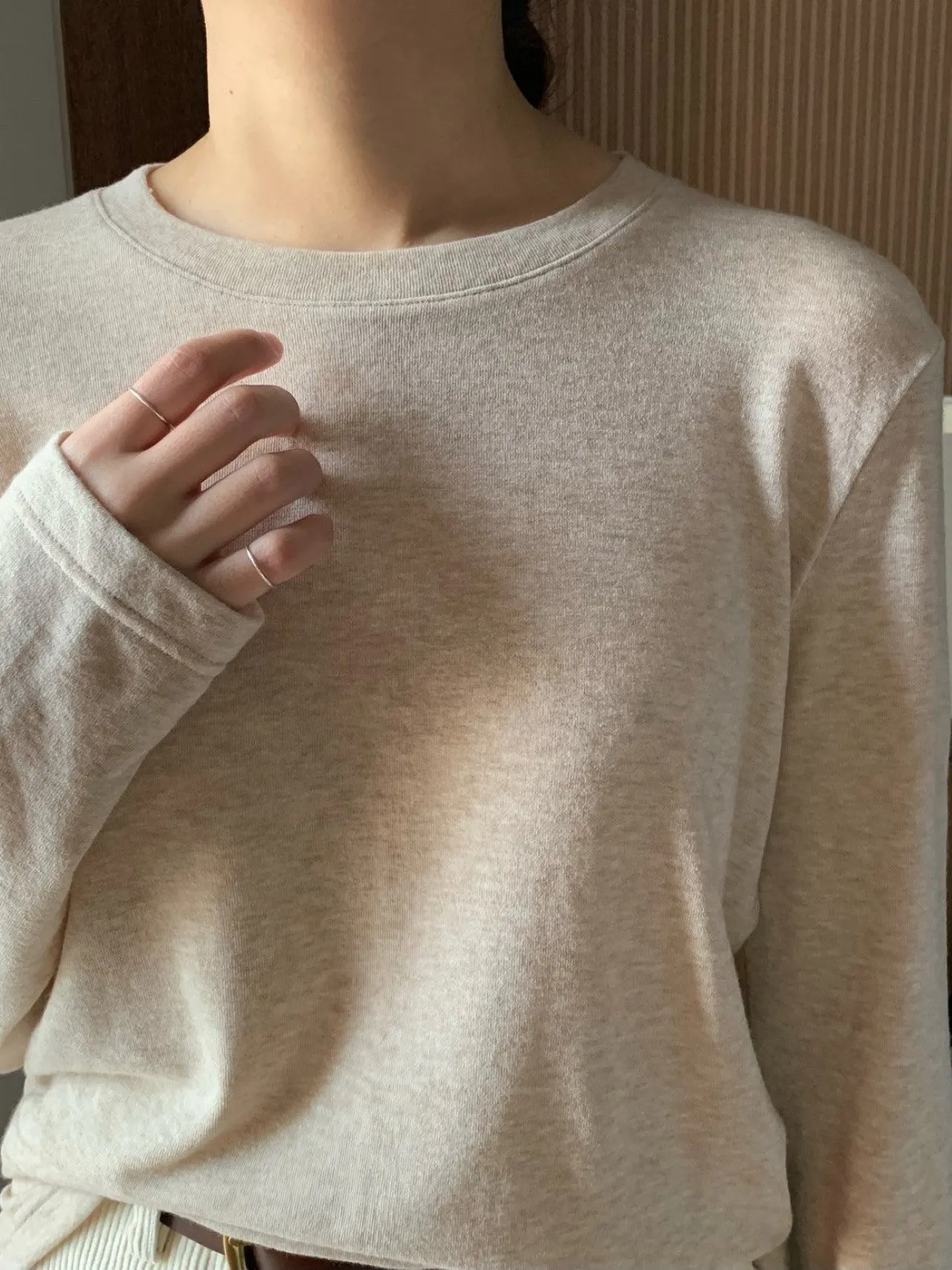 WOOL O-NECK LONG SLEEVE T-SHIRT