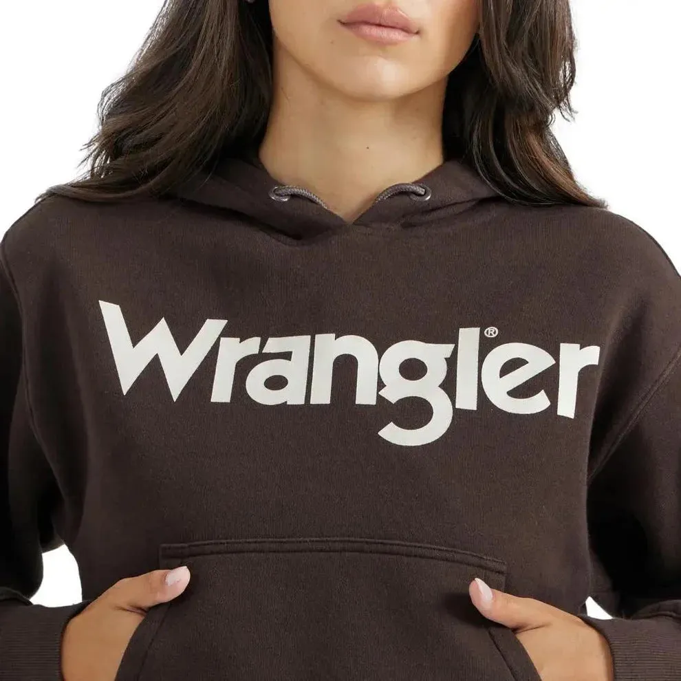 Wrangler Logo Hoodie in Dark Brown