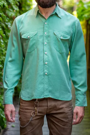 Wythe Tencel Gabardine Pearlsnap Shirt - Celadon