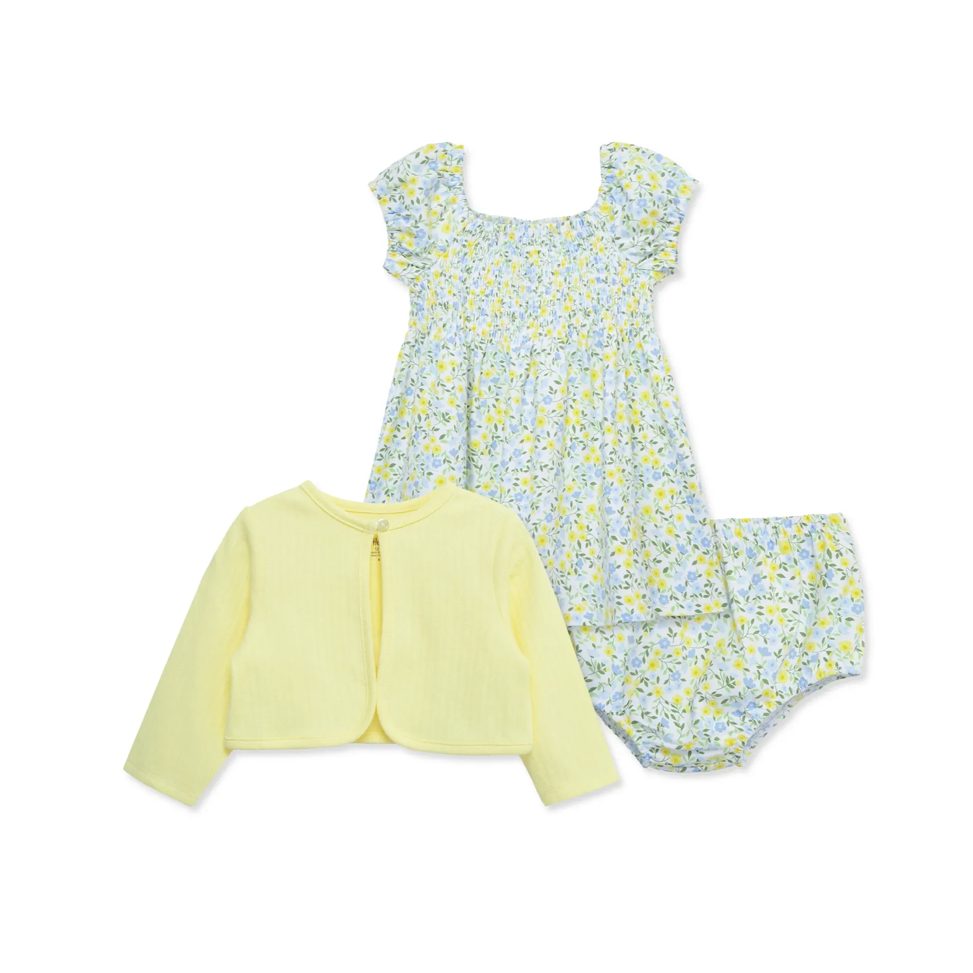 Yellow Ditsy Floral Knit Dress Set