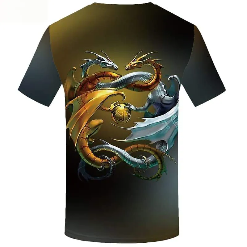 Yinyang T-shirt Men Metal T-shirts Graphic Animal Tshirt Anime Short Sleeve