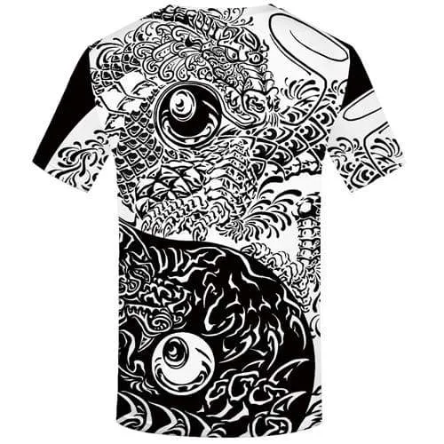 Yinyang T shirts Men Black And White T shirts Funny Harajuku T-shirts 3d Art Tshirts Casual Abstract Tshirt Printed Short Sleeve