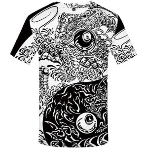 Yinyang T shirts Men Black And White T shirts Funny Harajuku T-shirts 3d Art Tshirts Casual Abstract Tshirt Printed Short Sleeve