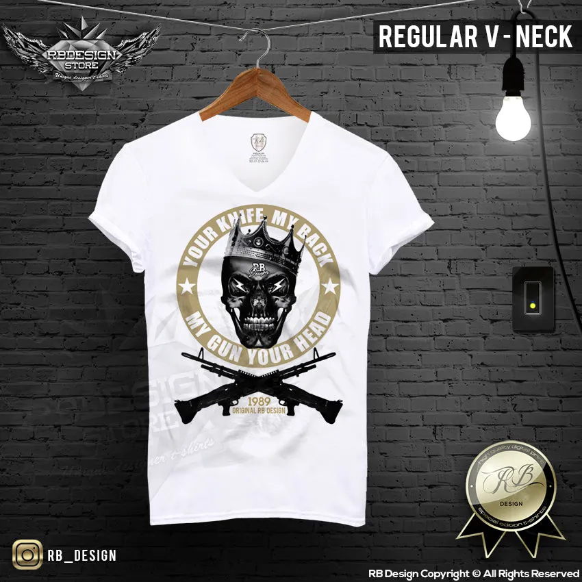 Your Knife My Back My Gun Your Head Skull T-shirt RB Design Tank Top MD648 C